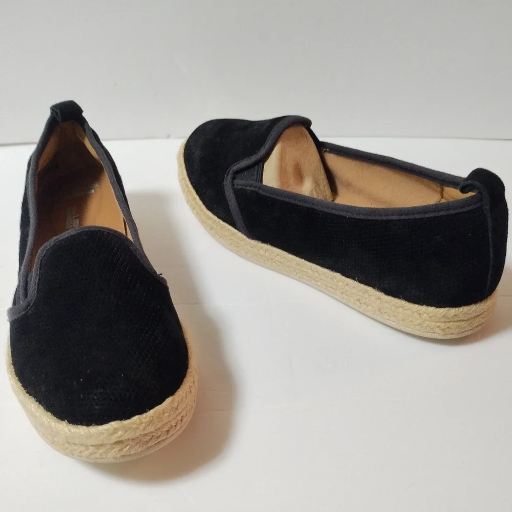 Clarks Azella Major Women’s 8.5 Black Suede Comfort Espadrille Flat Loafer NWT